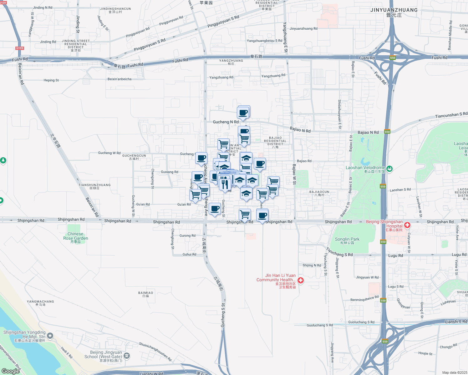 map of restaurants, bars, coffee shops, grocery stores, and more near in 