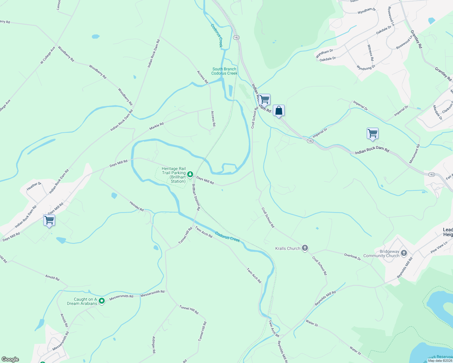 map of restaurants, bars, coffee shops, grocery stores, and more near 460 Days Mill Road in York