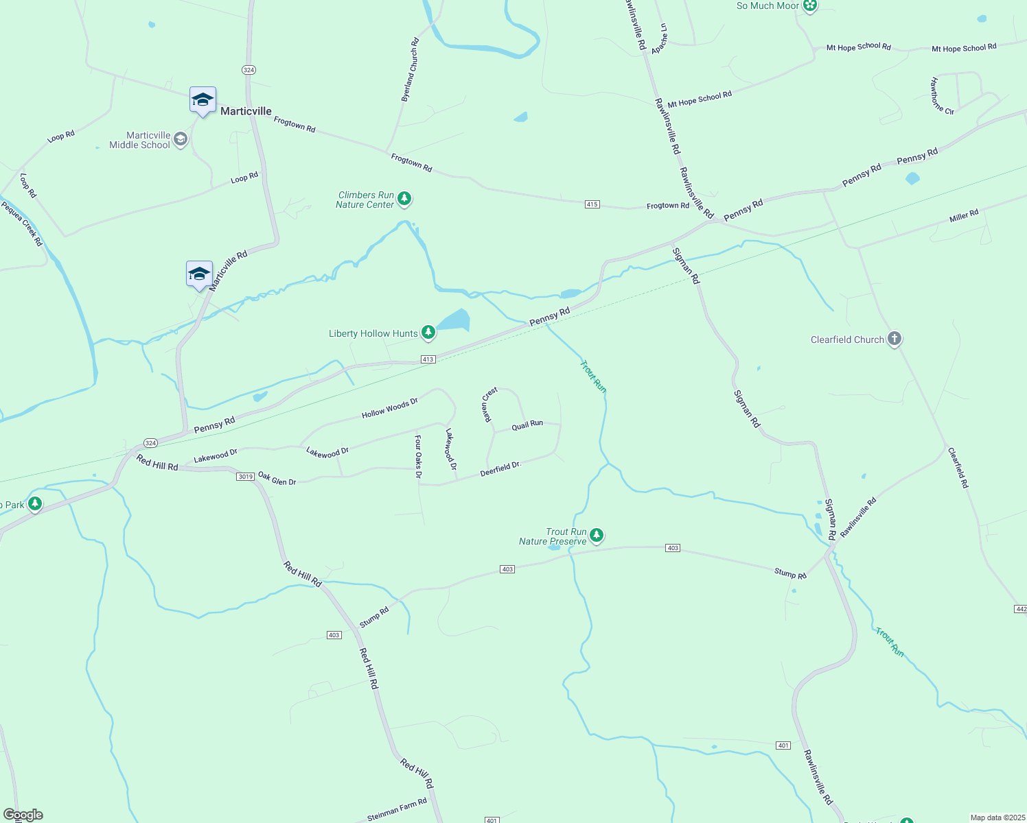 map of restaurants, bars, coffee shops, grocery stores, and more near 94 Raven Crest in Pequea