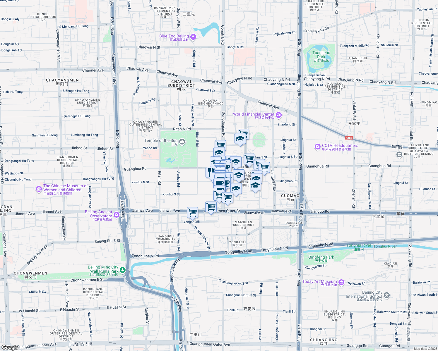 map of restaurants, bars, coffee shops, grocery stores, and more near in 