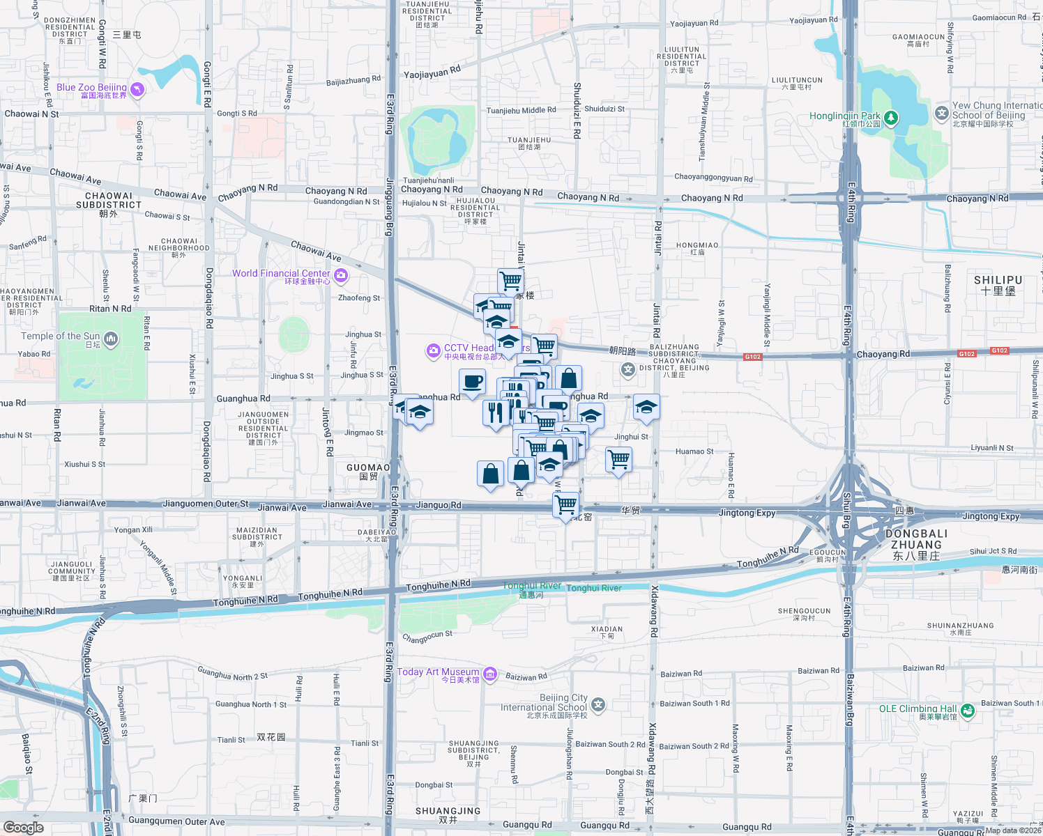 map of restaurants, bars, coffee shops, grocery stores, and more near in 