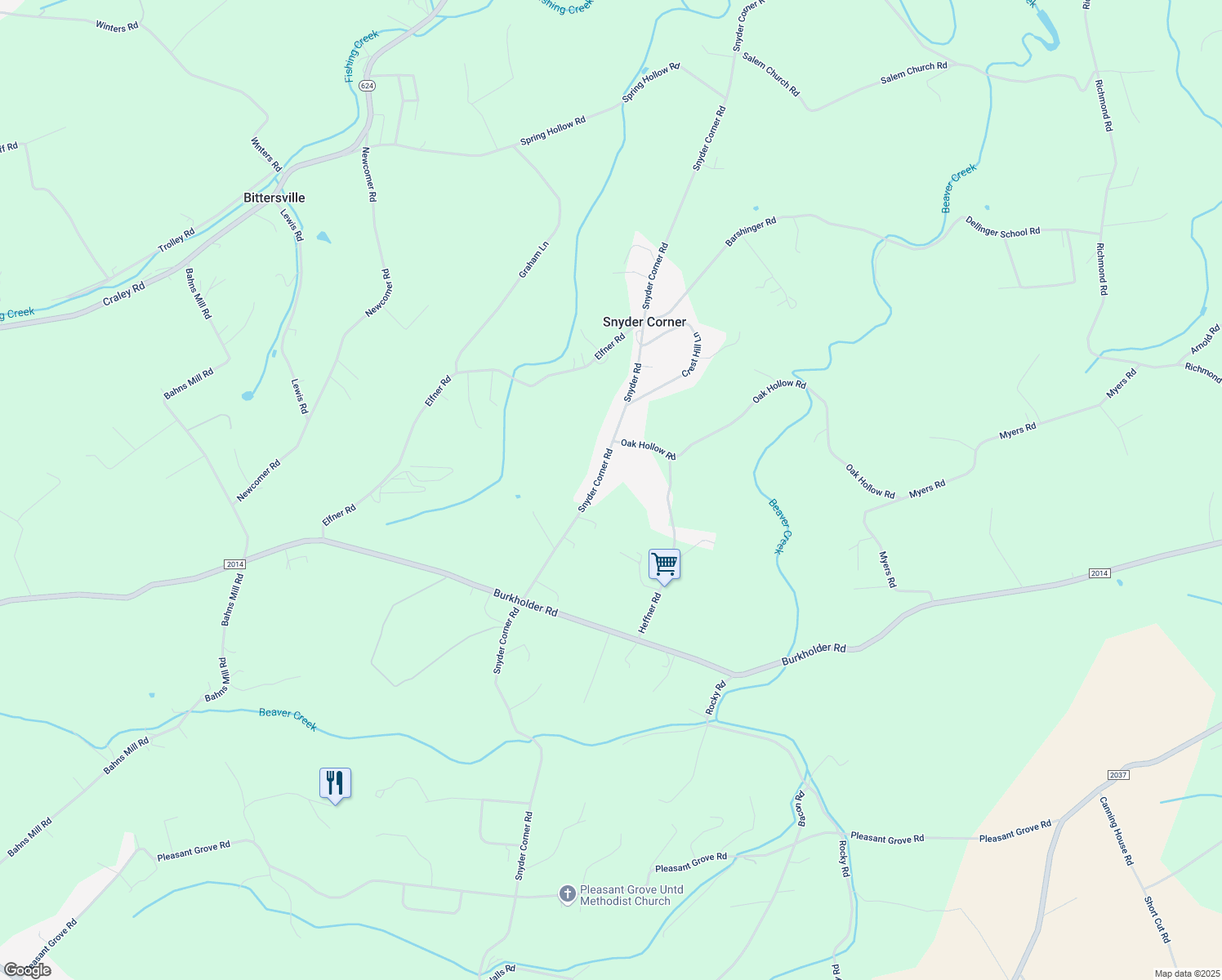 map of restaurants, bars, coffee shops, grocery stores, and more near 1305 Snyder Corner Rd in Red Lion
