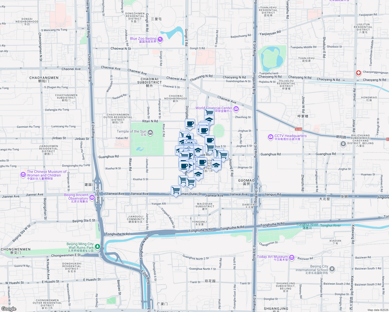 map of restaurants, bars, coffee shops, grocery stores, and more near in 
