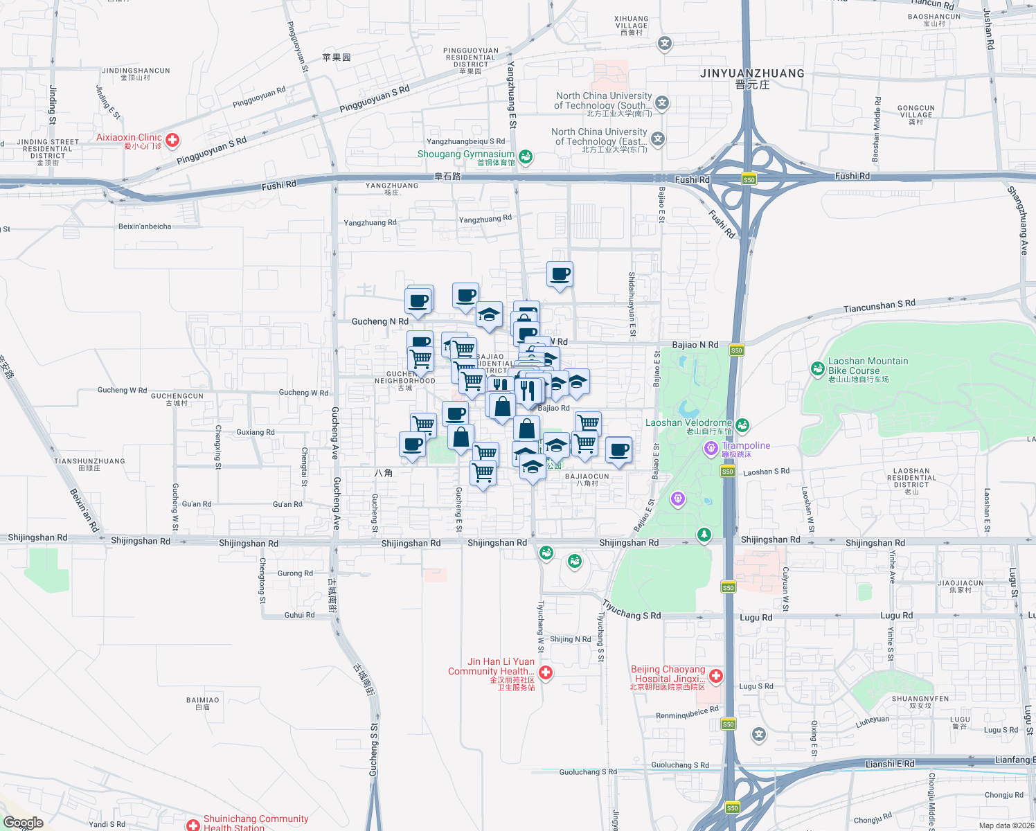 map of restaurants, bars, coffee shops, grocery stores, and more near in 
