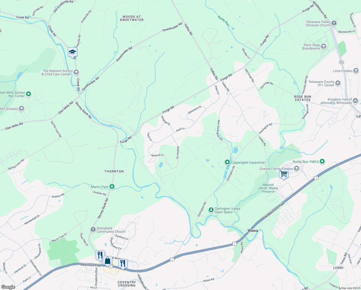 21 Stephen Drive, Glen Mills PA Walk Score