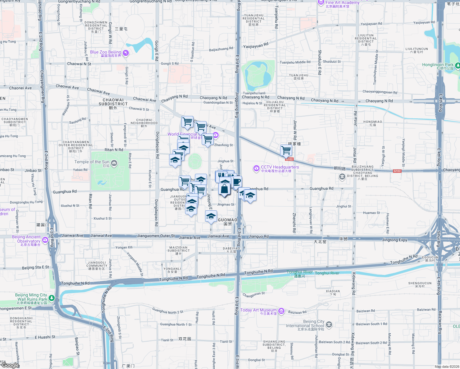 map of restaurants, bars, coffee shops, grocery stores, and more near in 