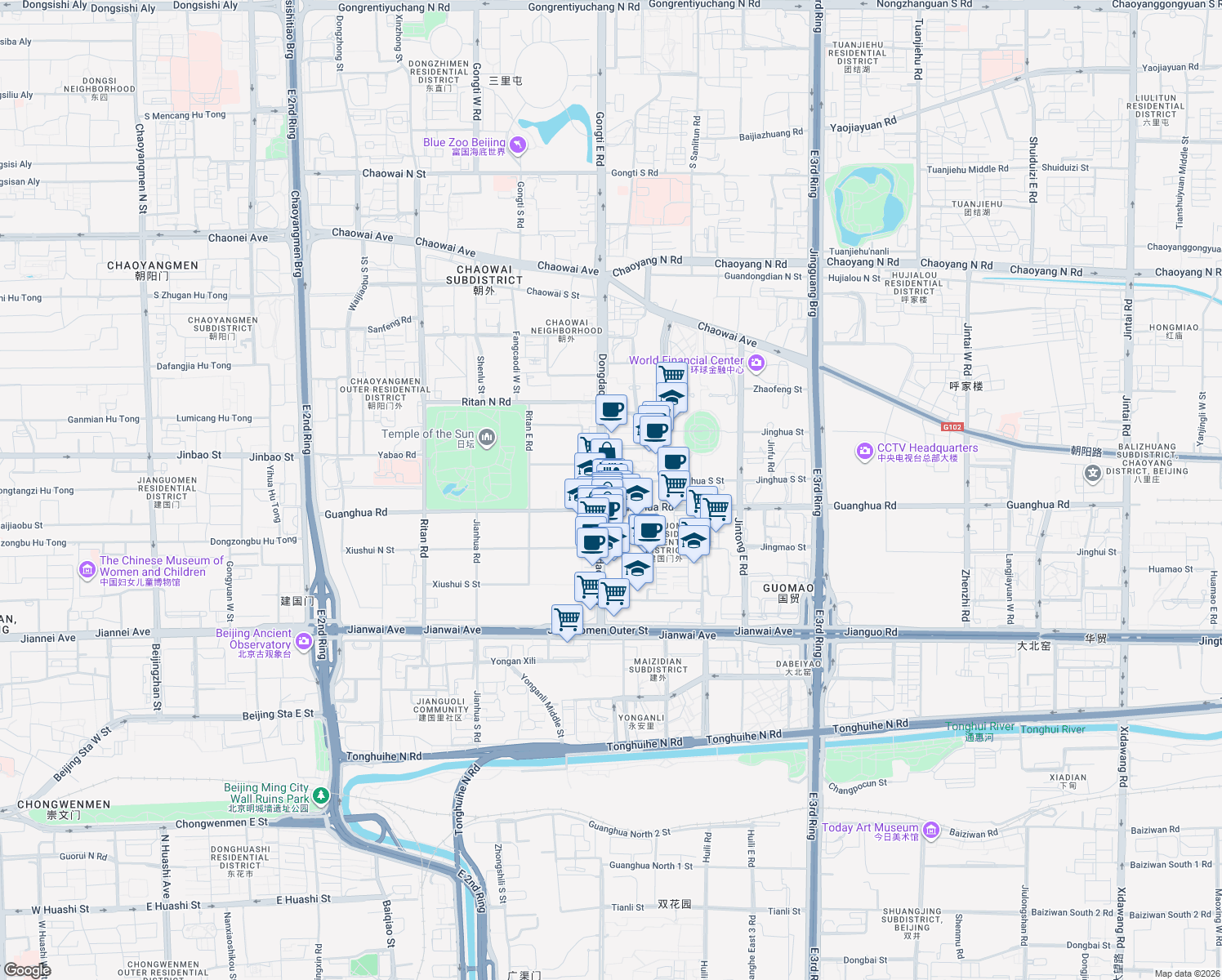 map of restaurants, bars, coffee shops, grocery stores, and more near in 