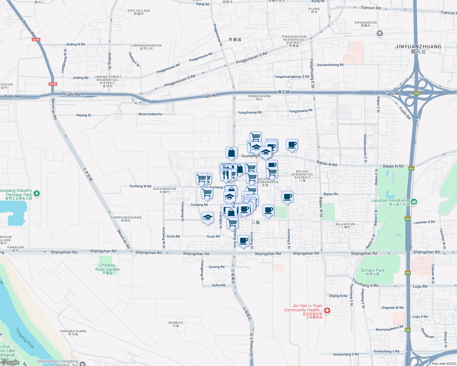 map of restaurants, bars, coffee shops, grocery stores, and more near in 