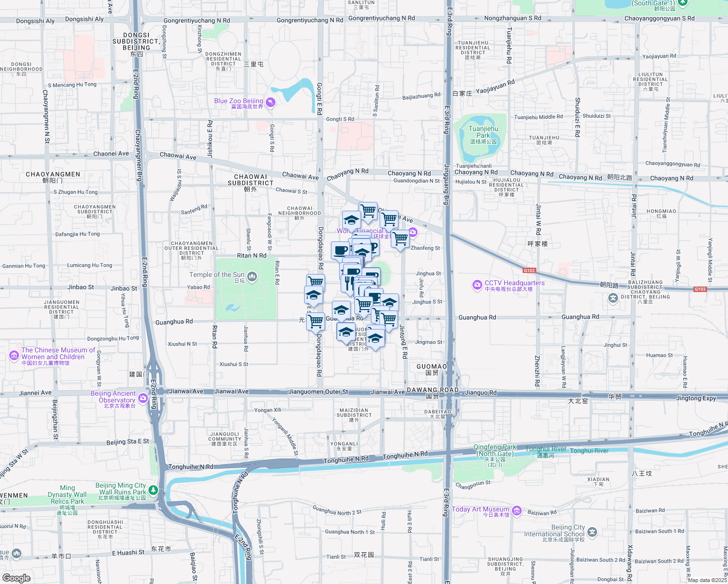 map of restaurants, bars, coffee shops, grocery stores, and more near in 