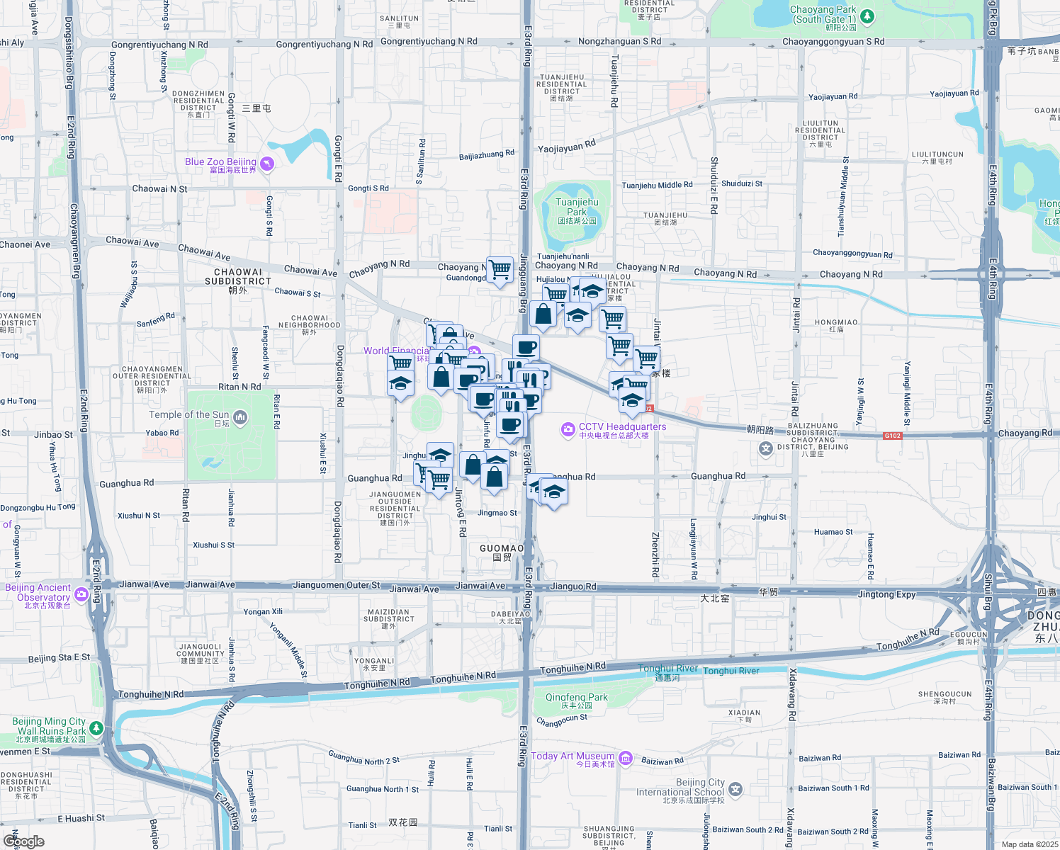 map of restaurants, bars, coffee shops, grocery stores, and more near in 