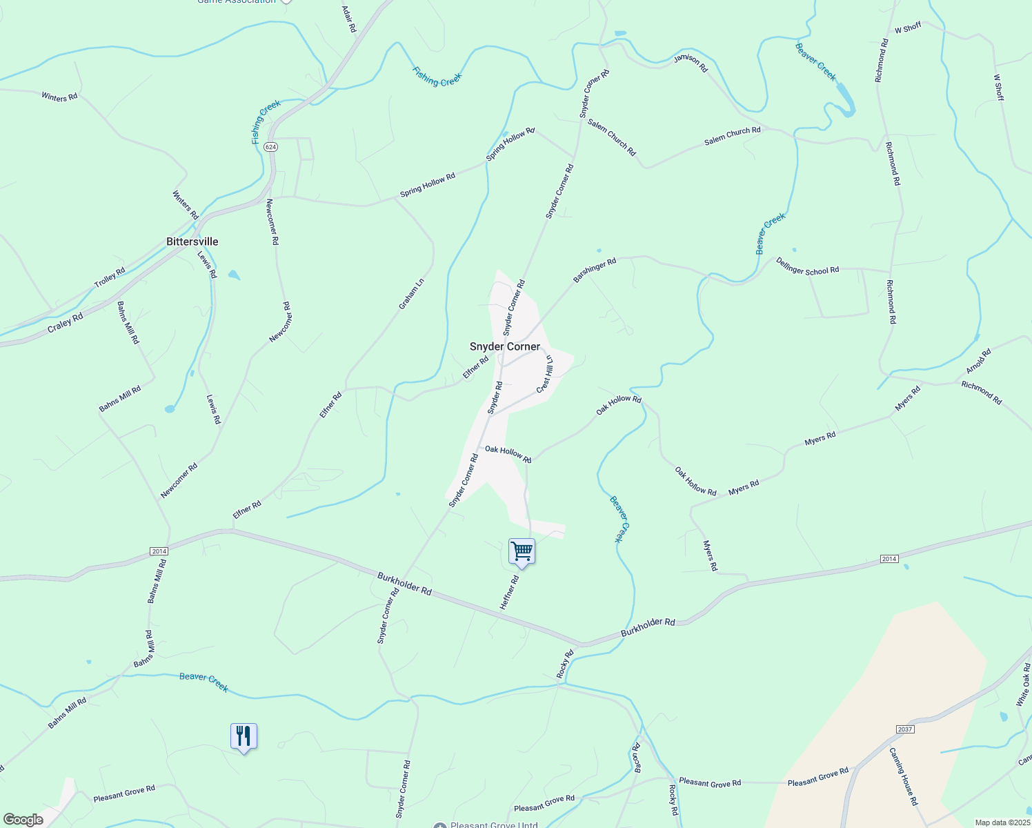 map of restaurants, bars, coffee shops, grocery stores, and more near 1359 Snyder Corner Road in Red Lion