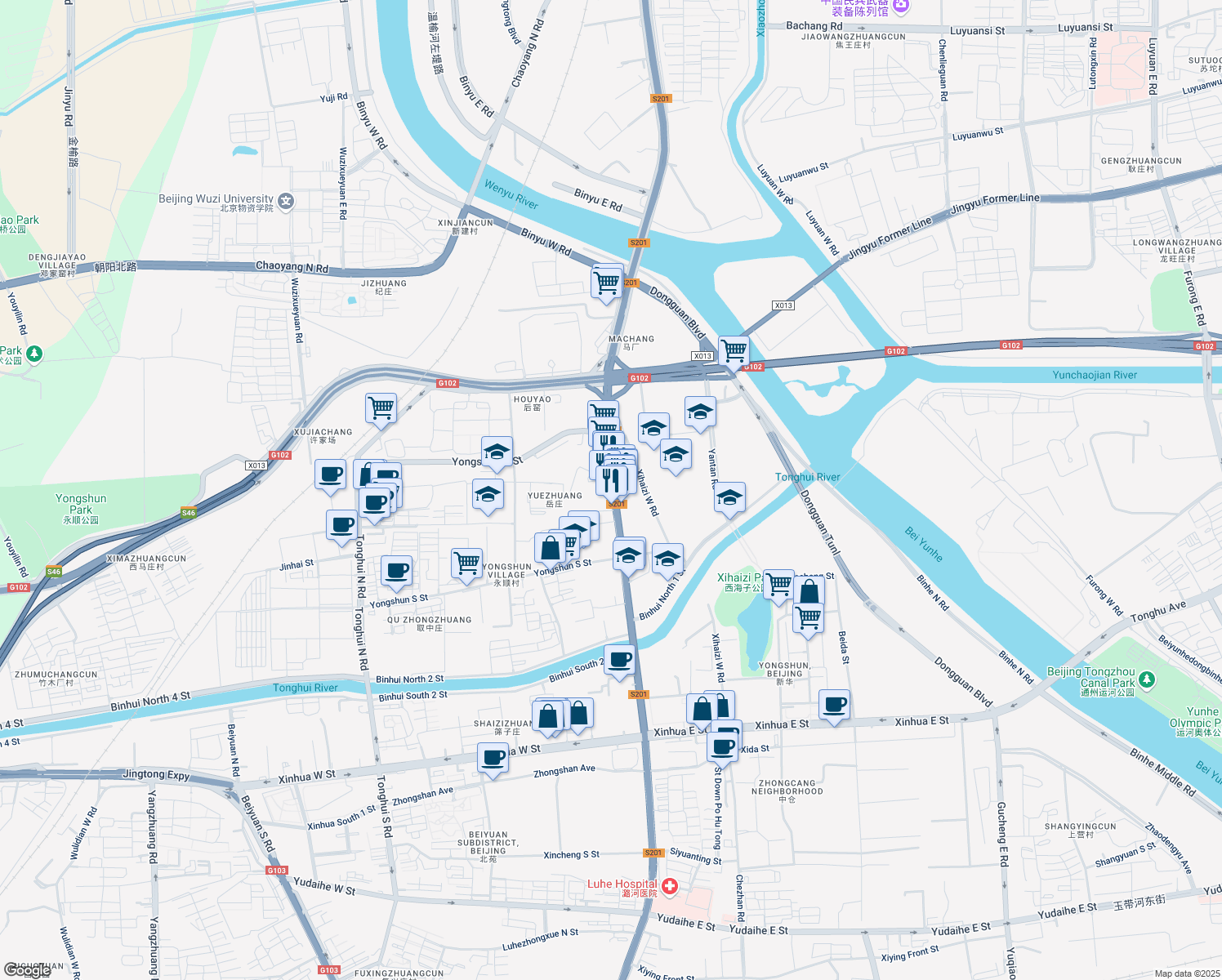 map of restaurants, bars, coffee shops, grocery stores, and more near in 