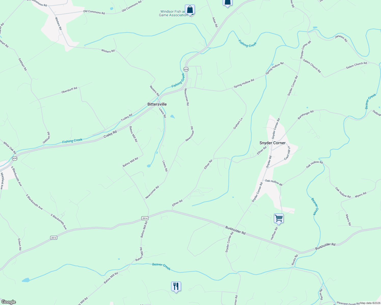 map of restaurants, bars, coffee shops, grocery stores, and more near 333 Newcomer Road in Windsor