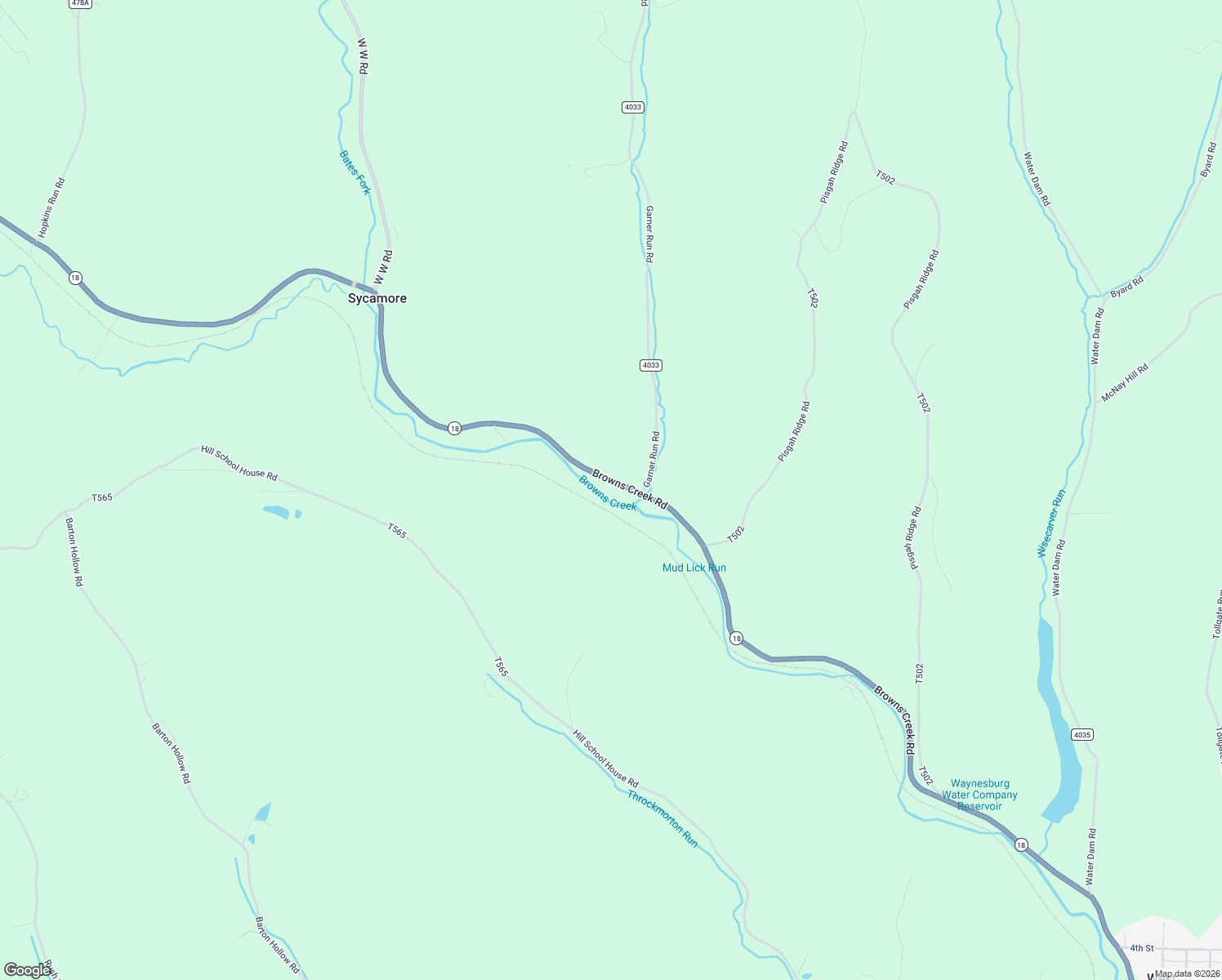 map of restaurants, bars, coffee shops, grocery stores, and more near 551 Browns Creek Road in Waynesburg