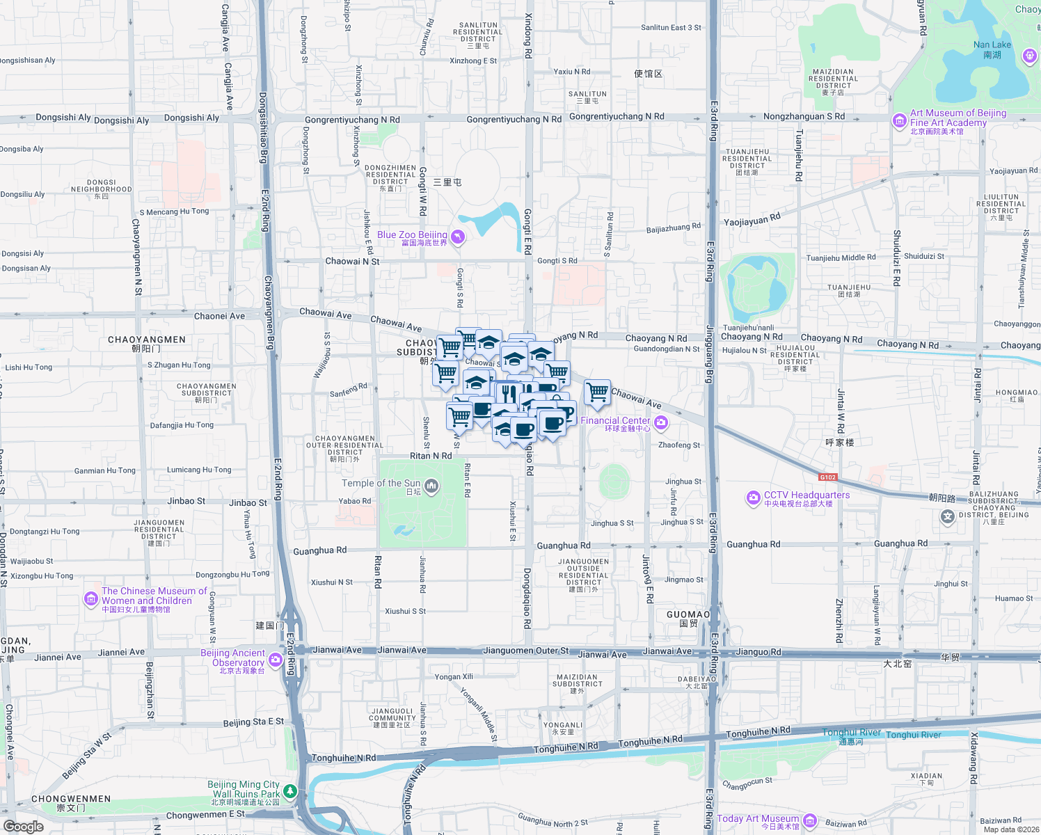 map of restaurants, bars, coffee shops, grocery stores, and more near in 