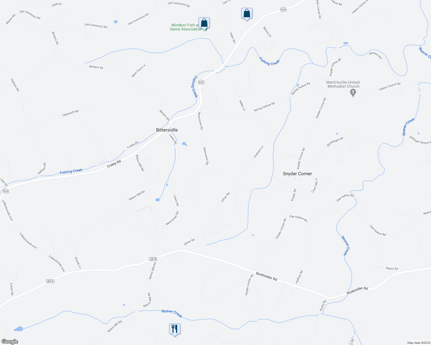 map of restaurants, bars, coffee shops, grocery stores, and more near 111 Oak Leaf Drive in Windsor
