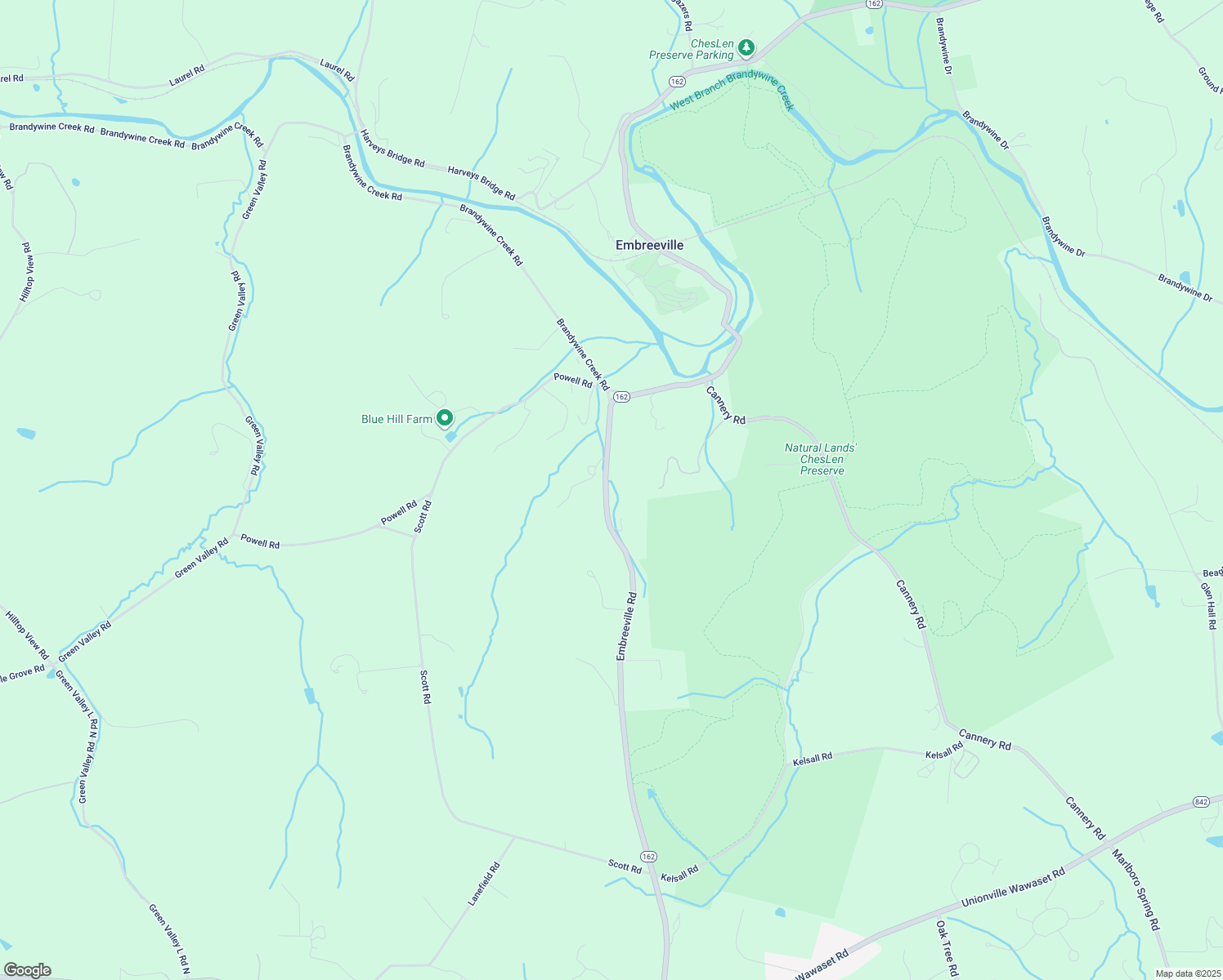 map of restaurants, bars, coffee shops, grocery stores, and more near 1578 Embreeville Road in Coatesville