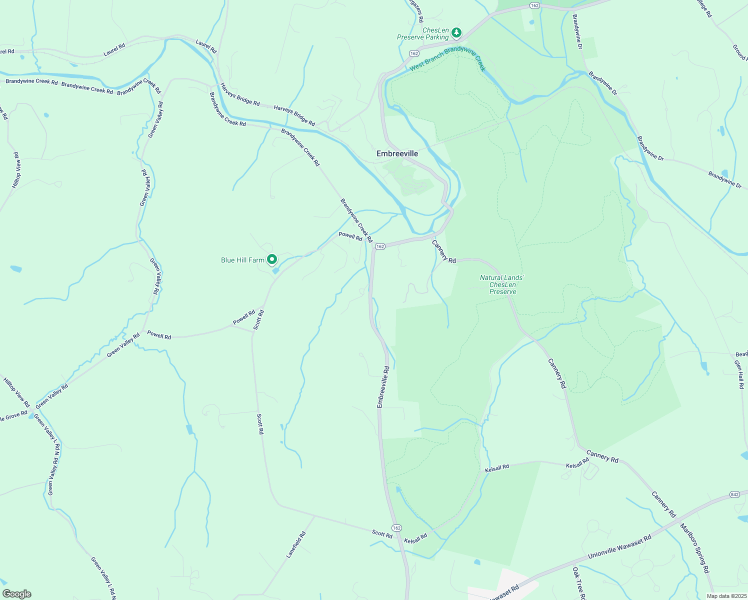 map of restaurants, bars, coffee shops, grocery stores, and more near 1578 Embreeville Road in Coatesville