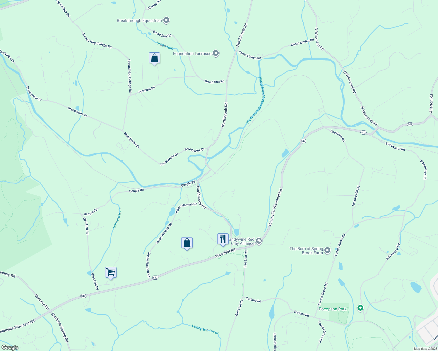 map of restaurants, bars, coffee shops, grocery stores, and more near 185 Bragg Hill Road in West Chester
