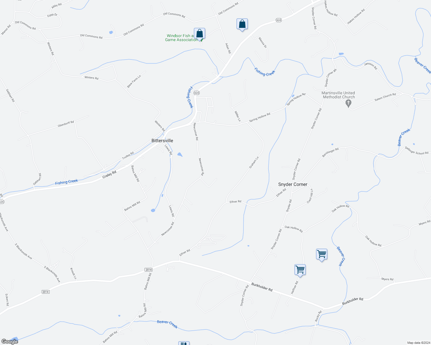 map of restaurants, bars, coffee shops, grocery stores, and more near 115 Oak Leaf Drive in Windsor