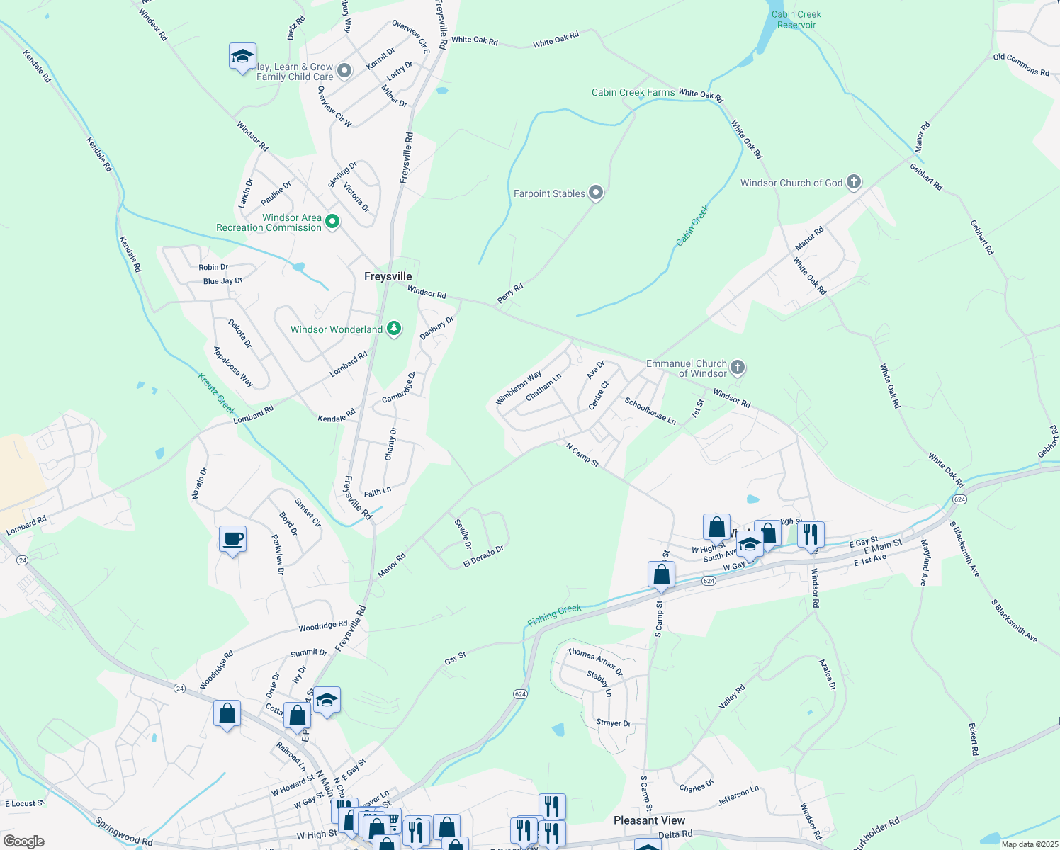 map of restaurants, bars, coffee shops, grocery stores, and more near 320 Wimbleton Way in Red Lion