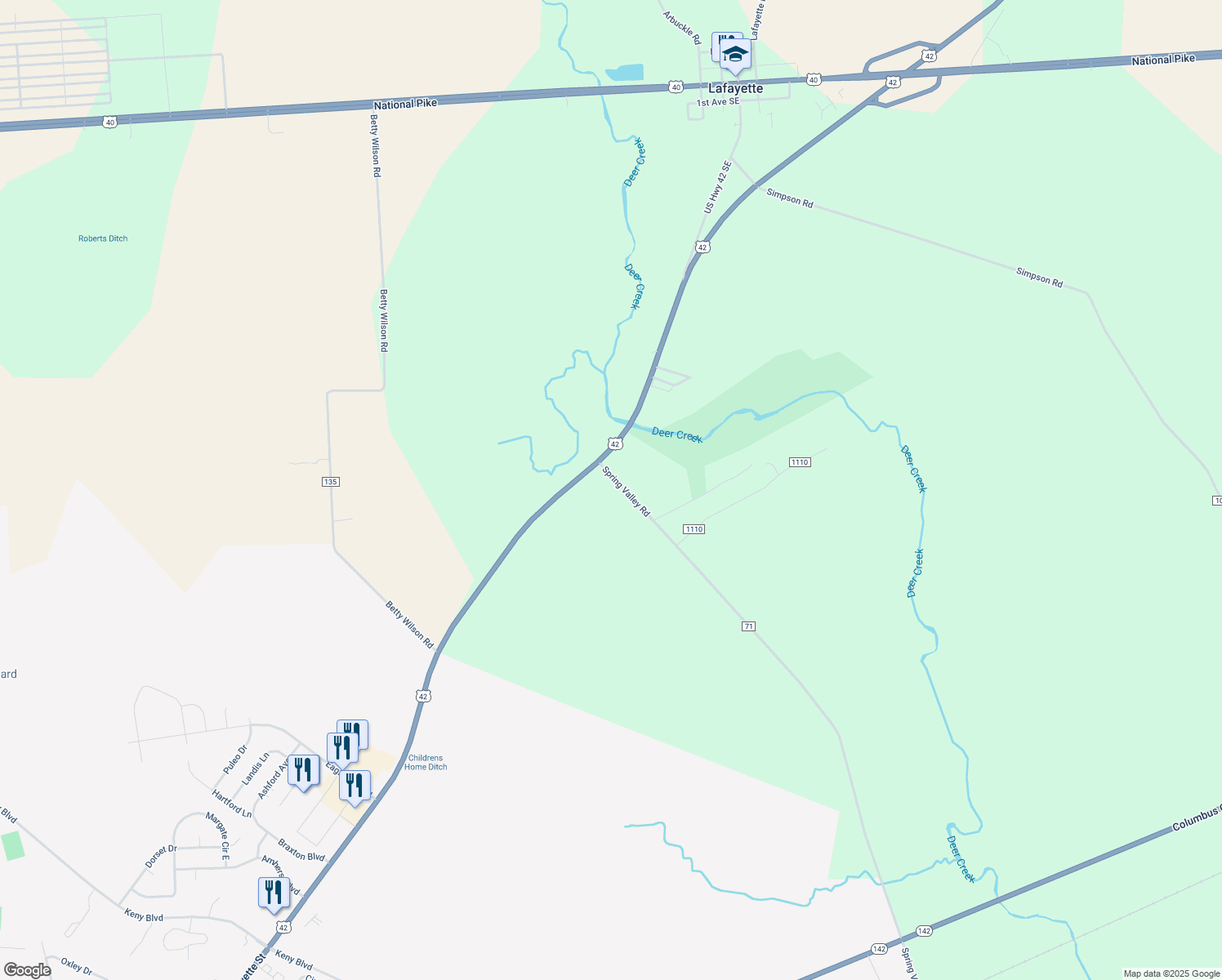 map of restaurants, bars, coffee shops, grocery stores, and more near 1094 Spring Valley Road in London