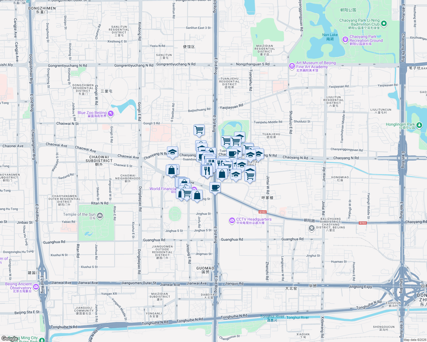 map of restaurants, bars, coffee shops, grocery stores, and more near in 