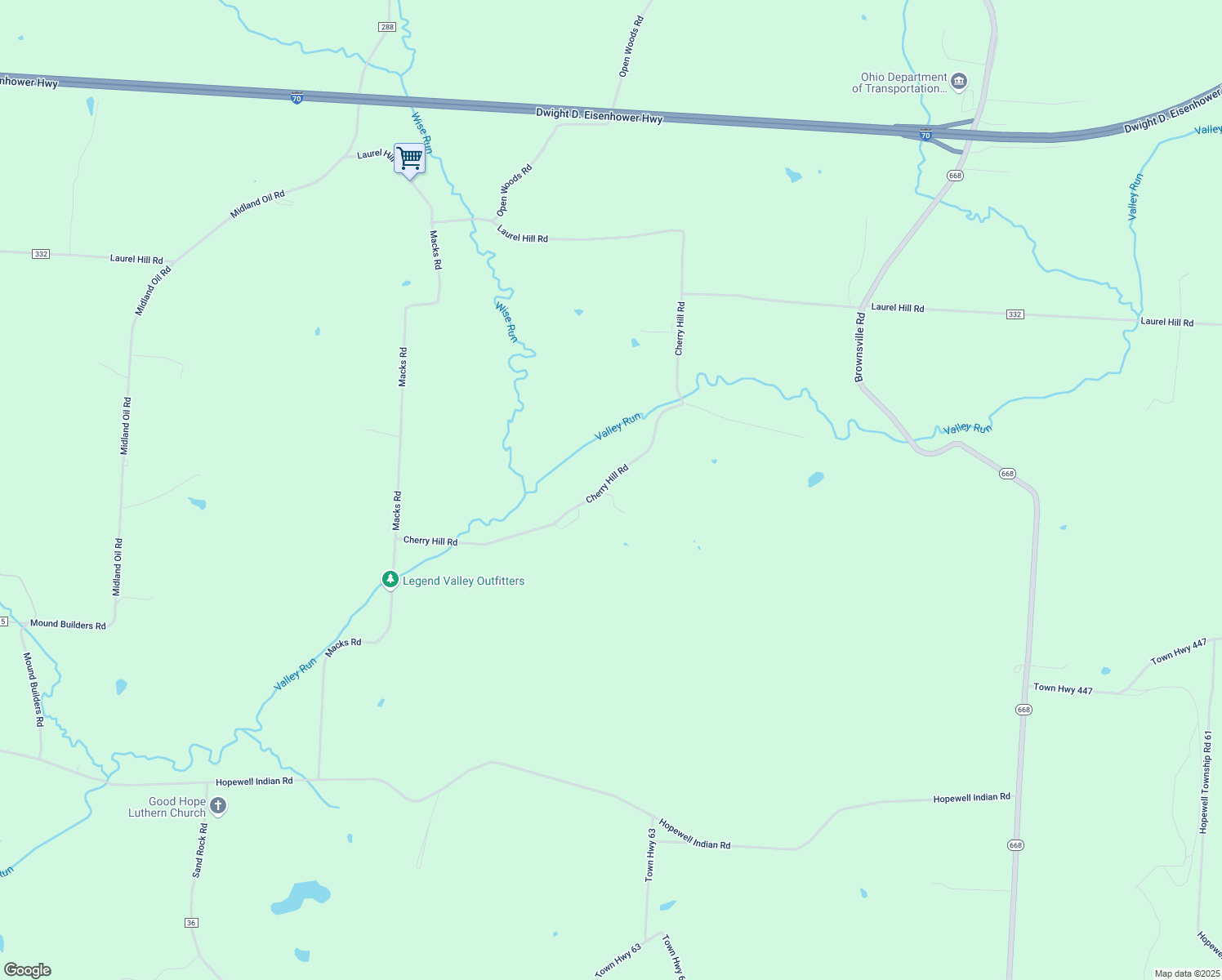 map of restaurants, bars, coffee shops, grocery stores, and more near 11821 Cherry Hill Road in Glenford