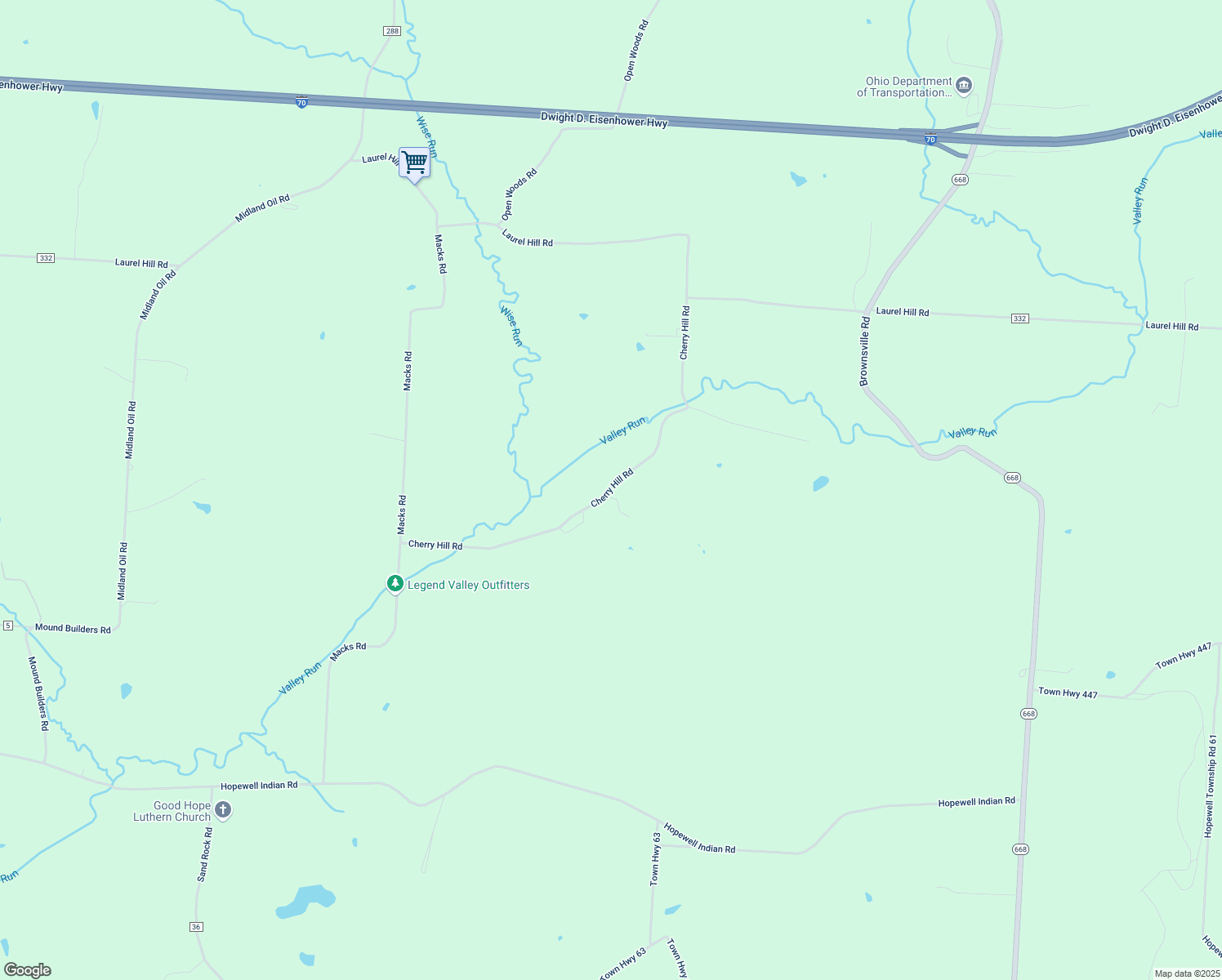 map of restaurants, bars, coffee shops, grocery stores, and more near 11821 Cherry Hill Road in Glenford