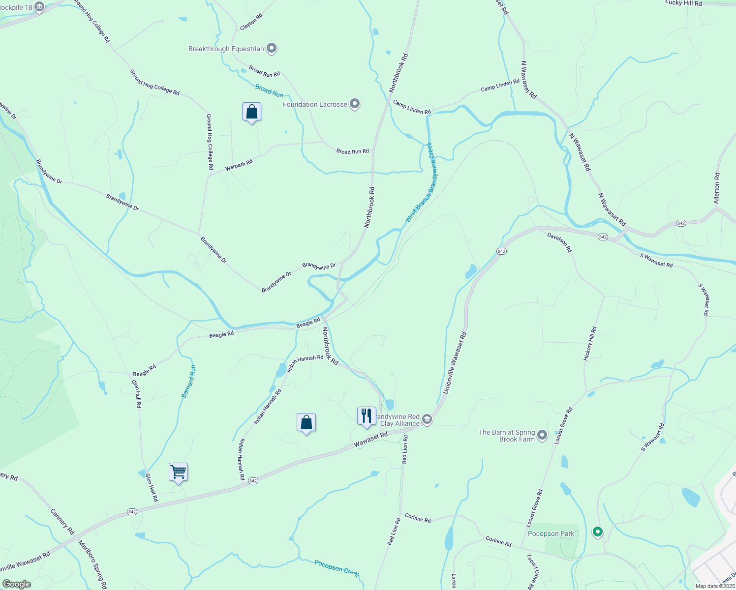 map of restaurants, bars, coffee shops, grocery stores, and more near 181 Bragg Hill Road in West Chester