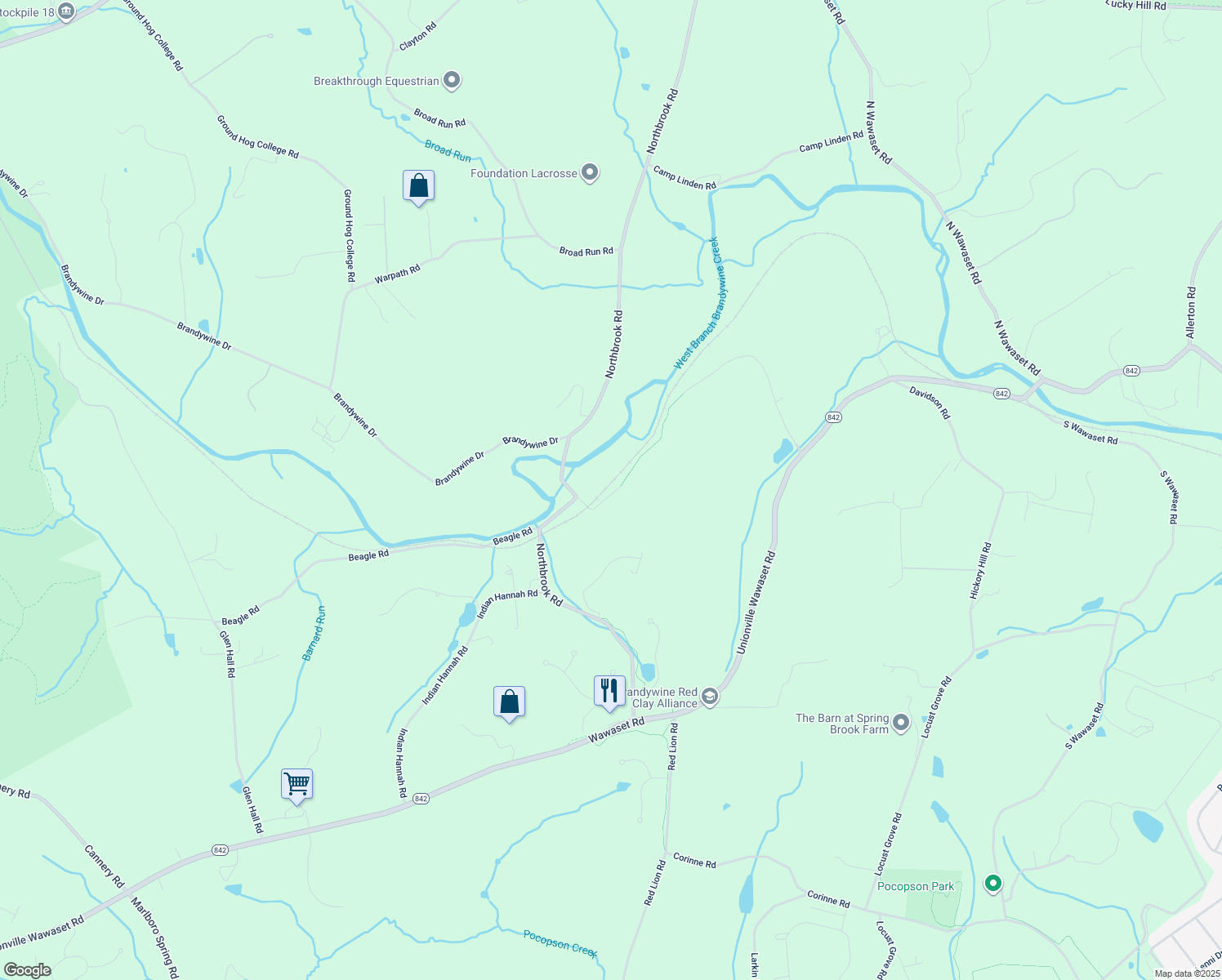 map of restaurants, bars, coffee shops, grocery stores, and more near 181 Bragg Hill Road in West Chester