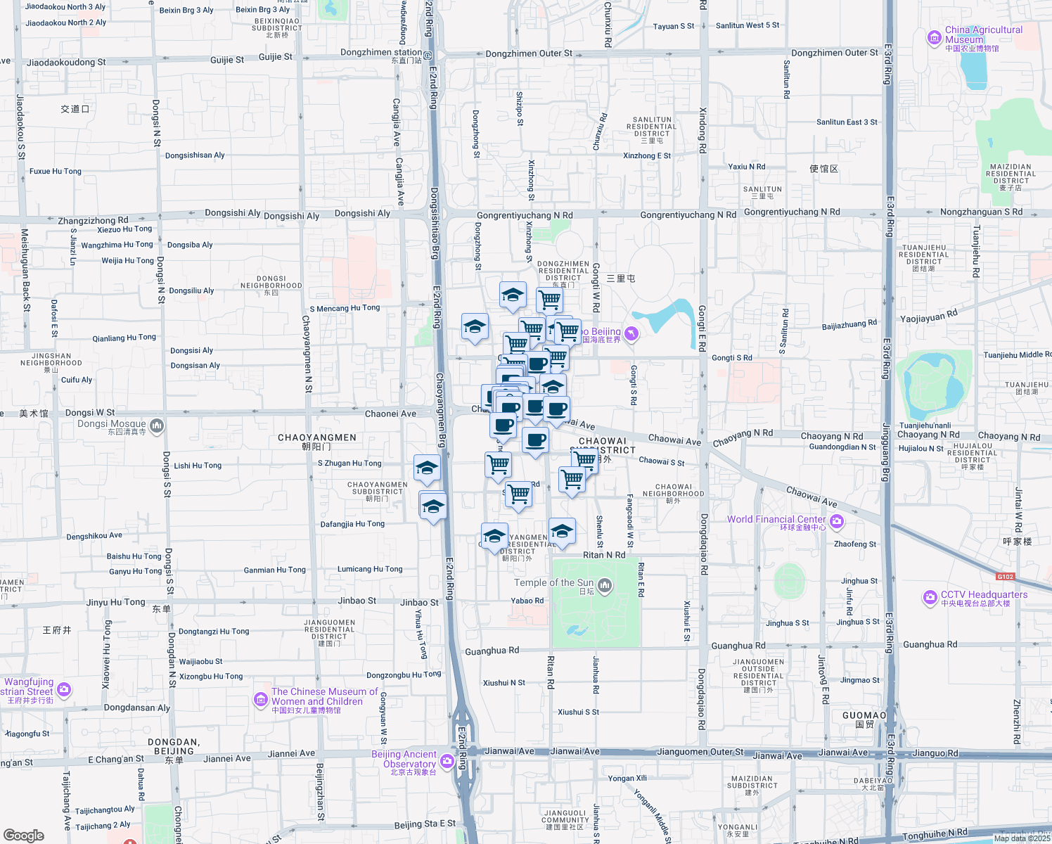 map of restaurants, bars, coffee shops, grocery stores, and more near in 