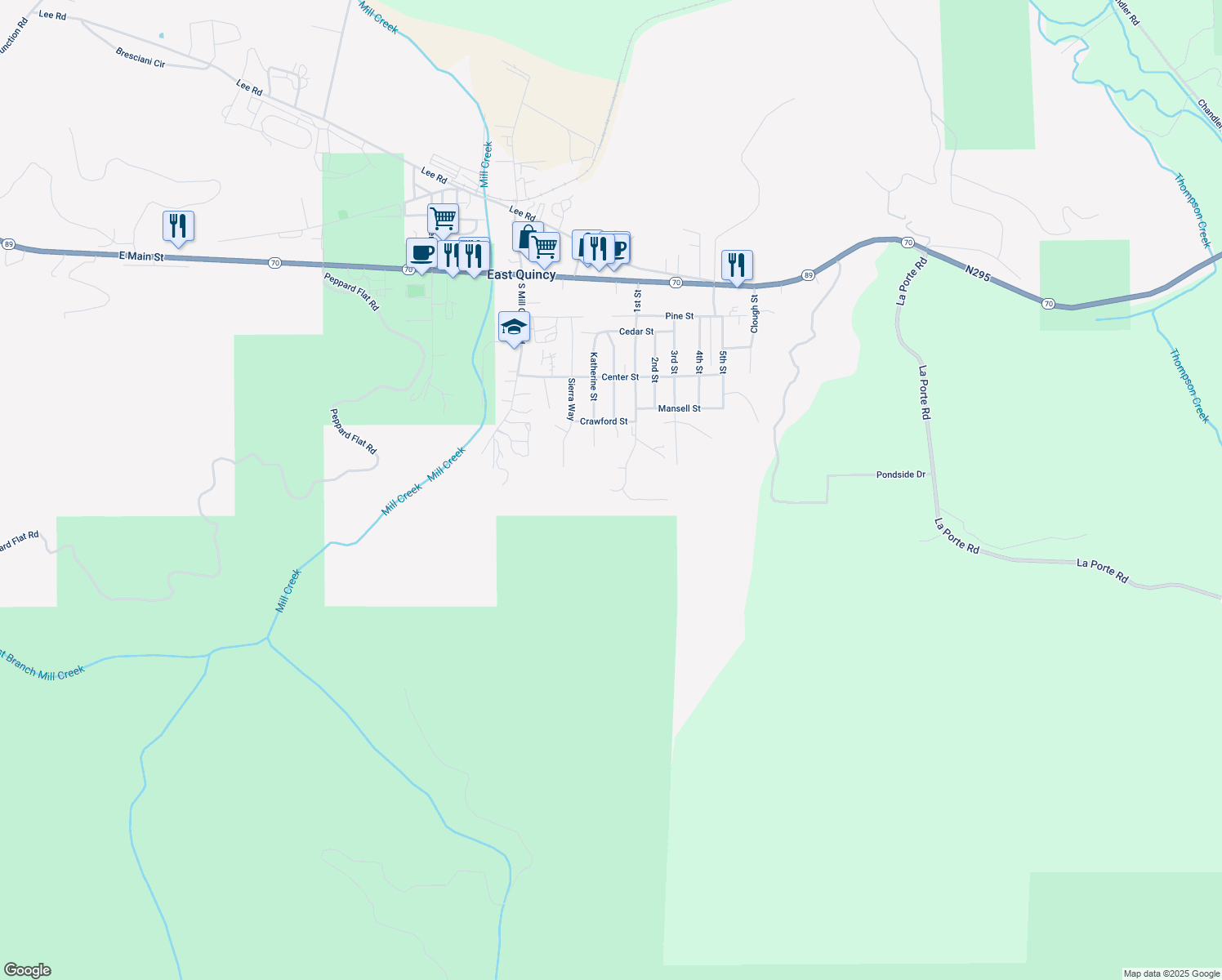 map of restaurants, bars, coffee shops, grocery stores, and more near 498 1st St in Quincy