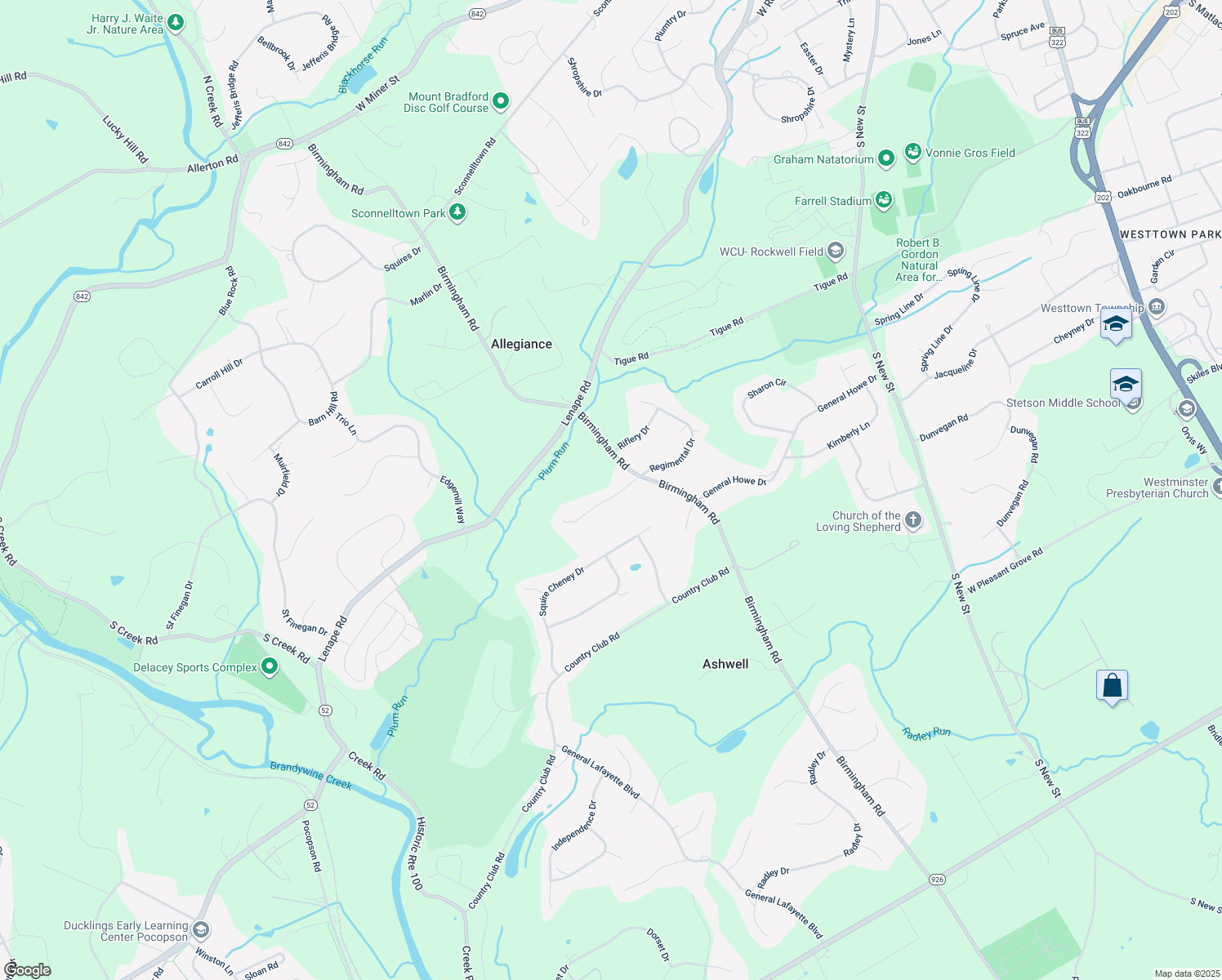 map of restaurants, bars, coffee shops, grocery stores, and more near 1005 Regimental Drive in West Chester