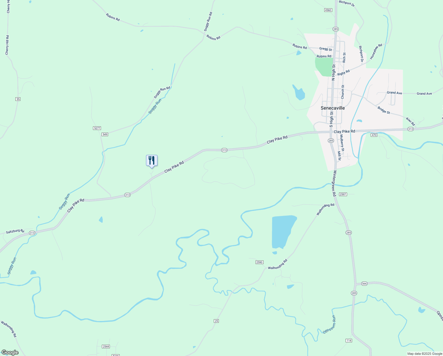map of restaurants, bars, coffee shops, grocery stores, and more near 14081 Leatherwood Circle in Senecaville