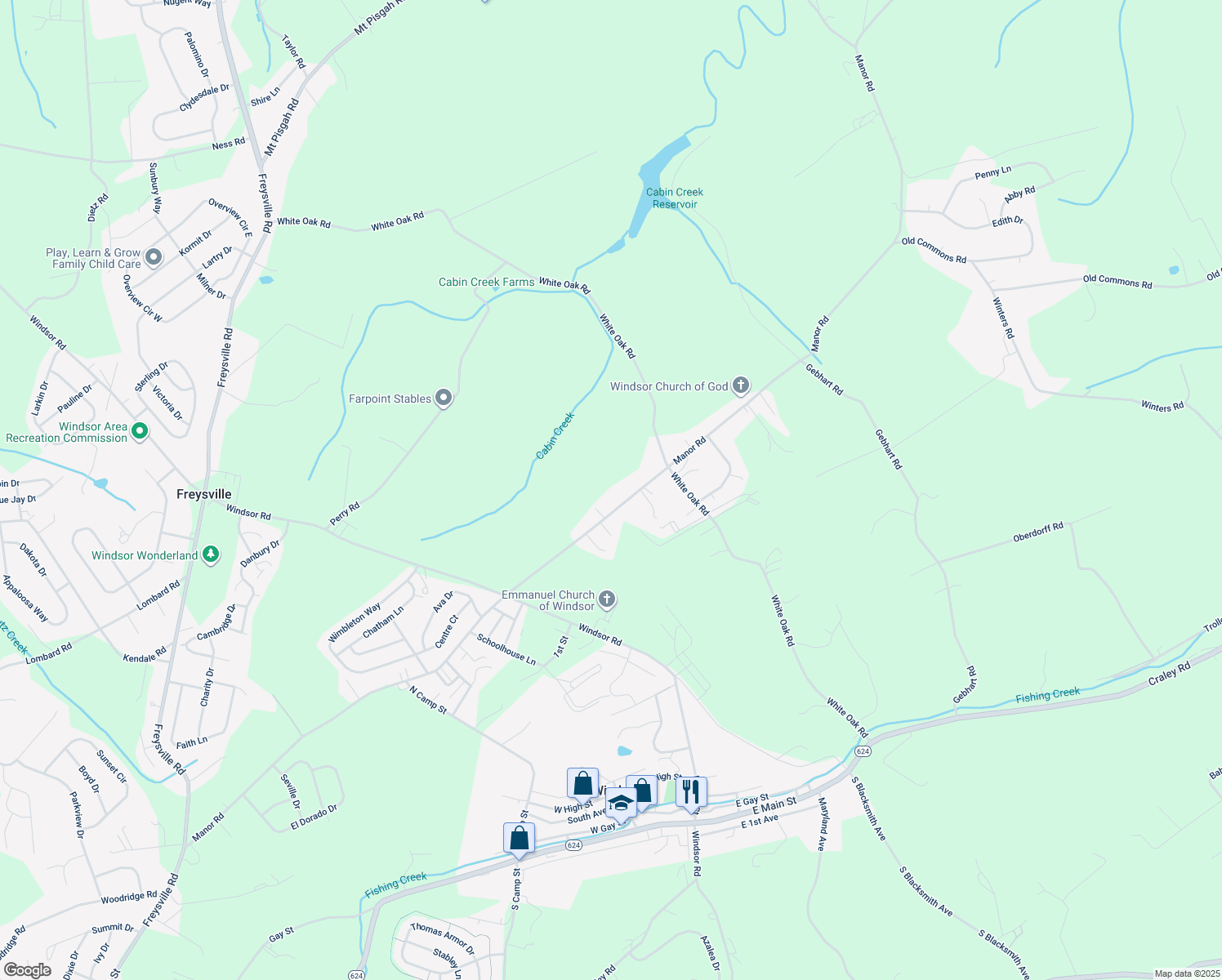 map of restaurants, bars, coffee shops, grocery stores, and more near 905 Manor Rd in Windsor