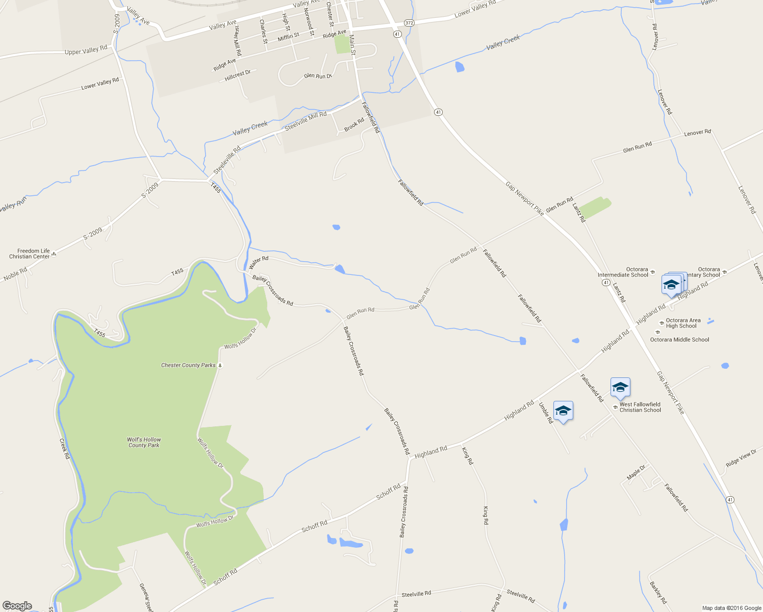map of restaurants, bars, coffee shops, grocery stores, and more near 1505 Glen Run Road in Atglen