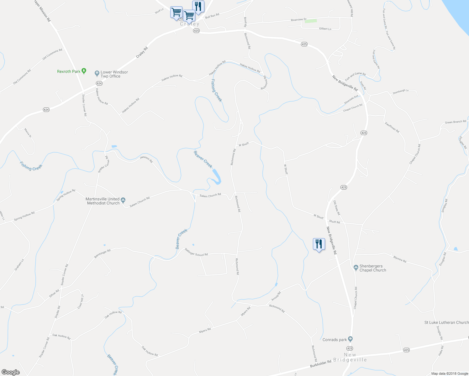 map of restaurants, bars, coffee shops, grocery stores, and more near 1238 Richmond Road in Windsor