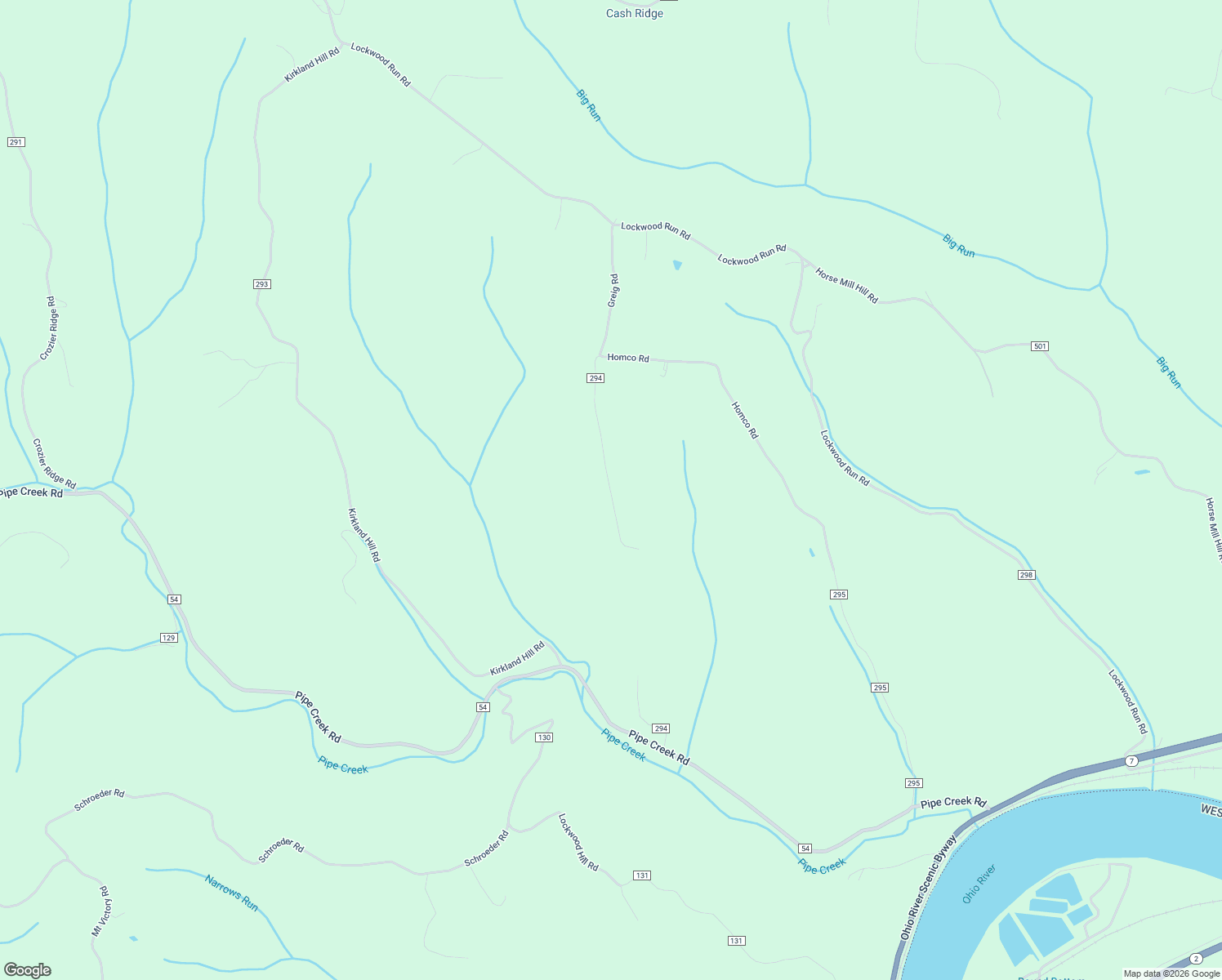 map of restaurants, bars, coffee shops, grocery stores, and more near Greig Road in Belmont County
