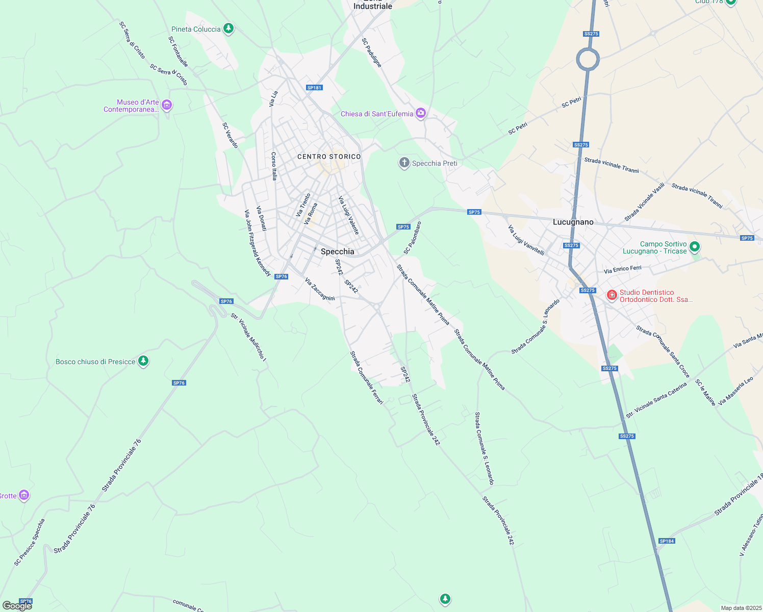 map of restaurants, bars, coffee shops, grocery stores, and more near 50 Via Carlo Donat Cattin in Specchia