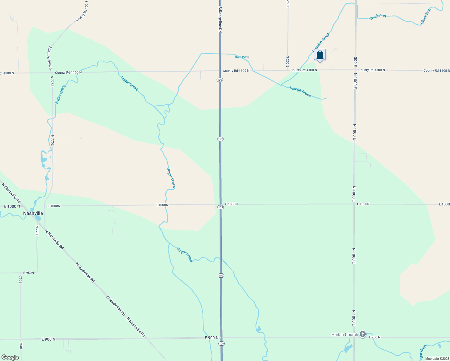map of restaurants, bars, coffee shops, grocery stores, and more near 10181 Indiana 109 in Markleville