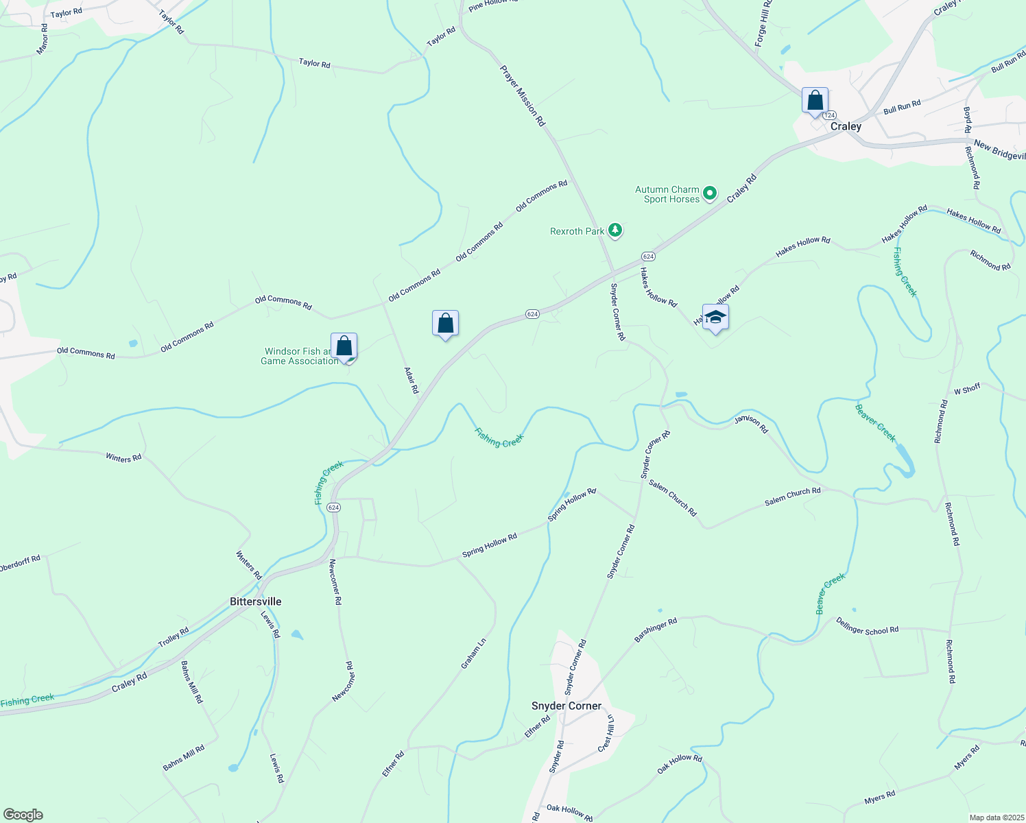 map of restaurants, bars, coffee shops, grocery stores, and more near 115 Massa Drive in Windsor