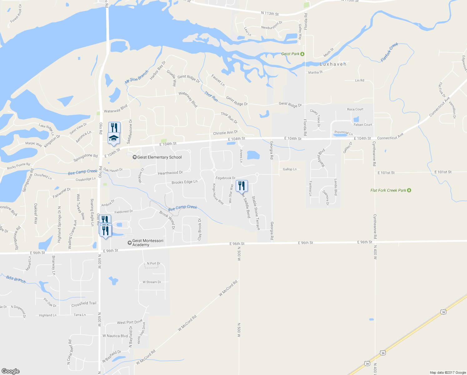 map of restaurants, bars, coffee shops, grocery stores, and more near 10023 Win Star Way in Fishers