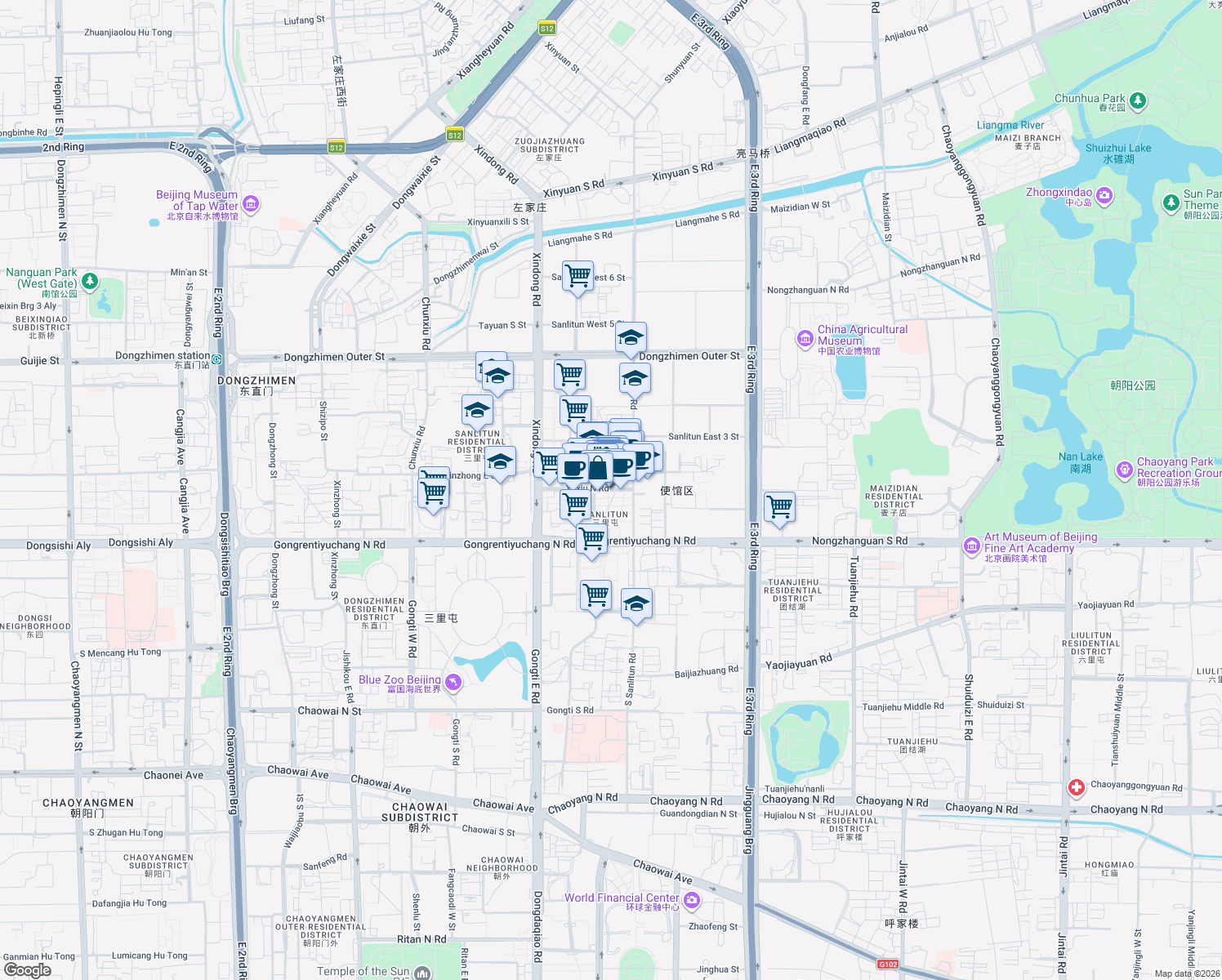 map of restaurants, bars, coffee shops, grocery stores, and more near in 