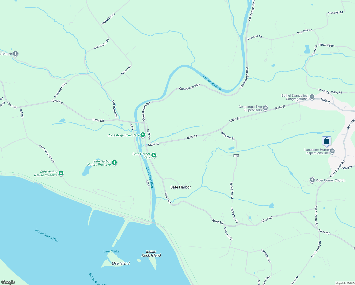 map of restaurants, bars, coffee shops, grocery stores, and more near 4430 Main Street in Conestoga