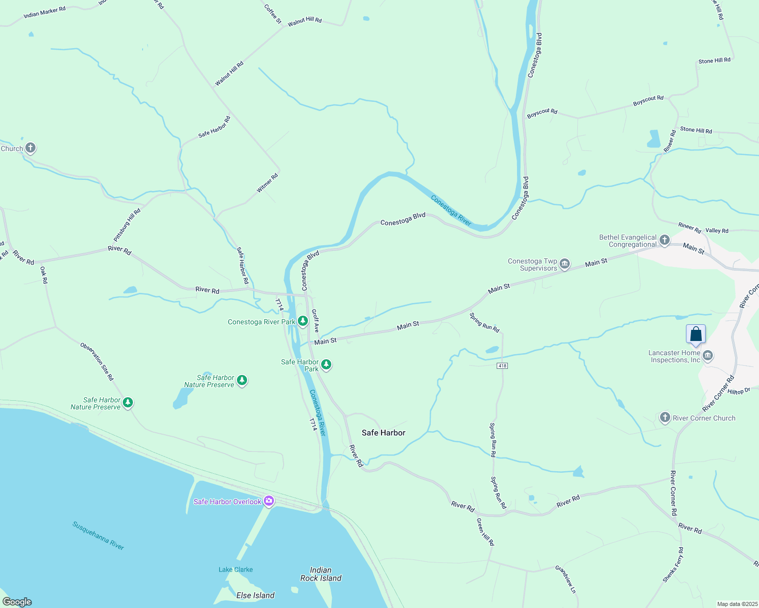 map of restaurants, bars, coffee shops, grocery stores, and more near 4459 Main Street in Conestoga