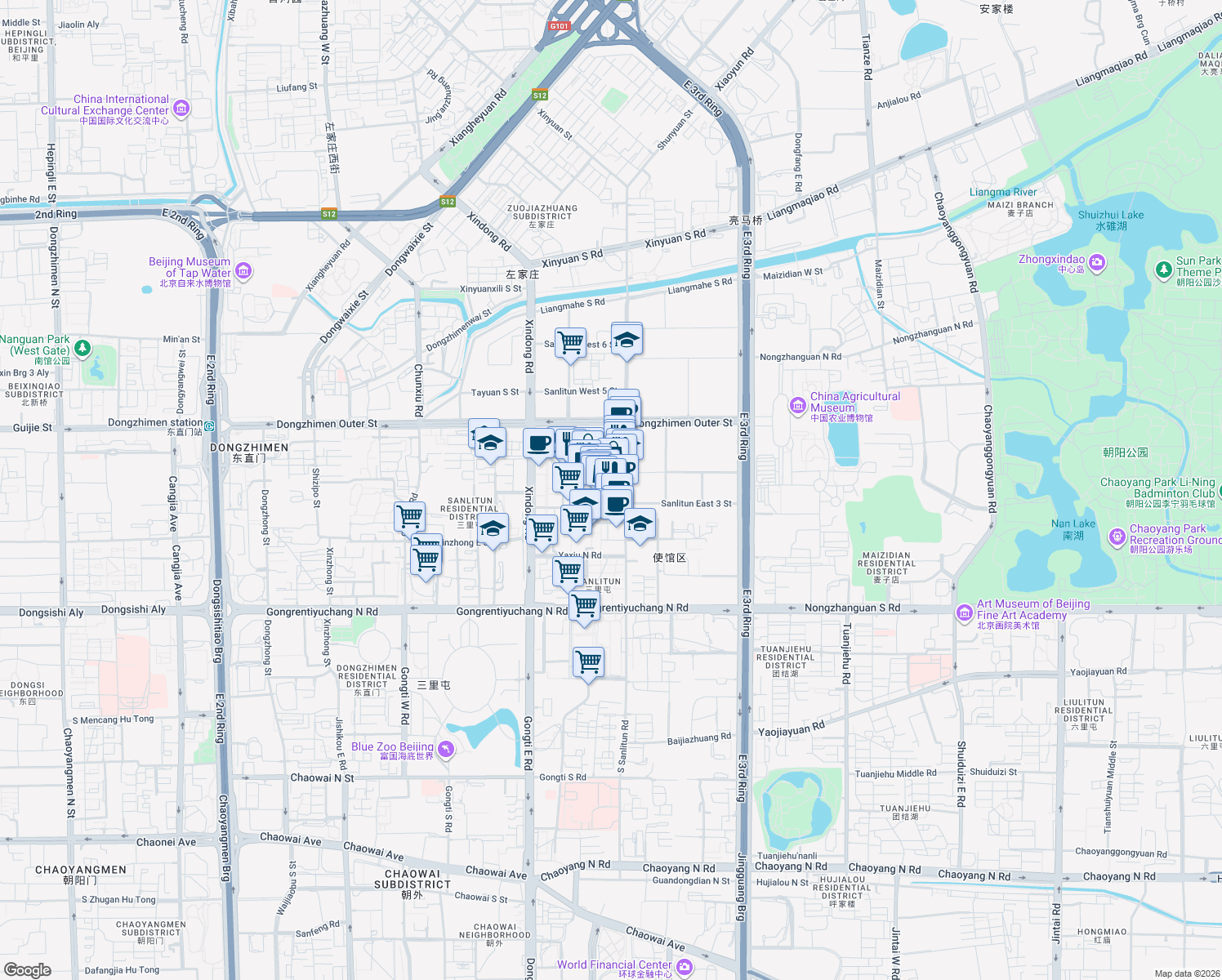 map of restaurants, bars, coffee shops, grocery stores, and more near in 