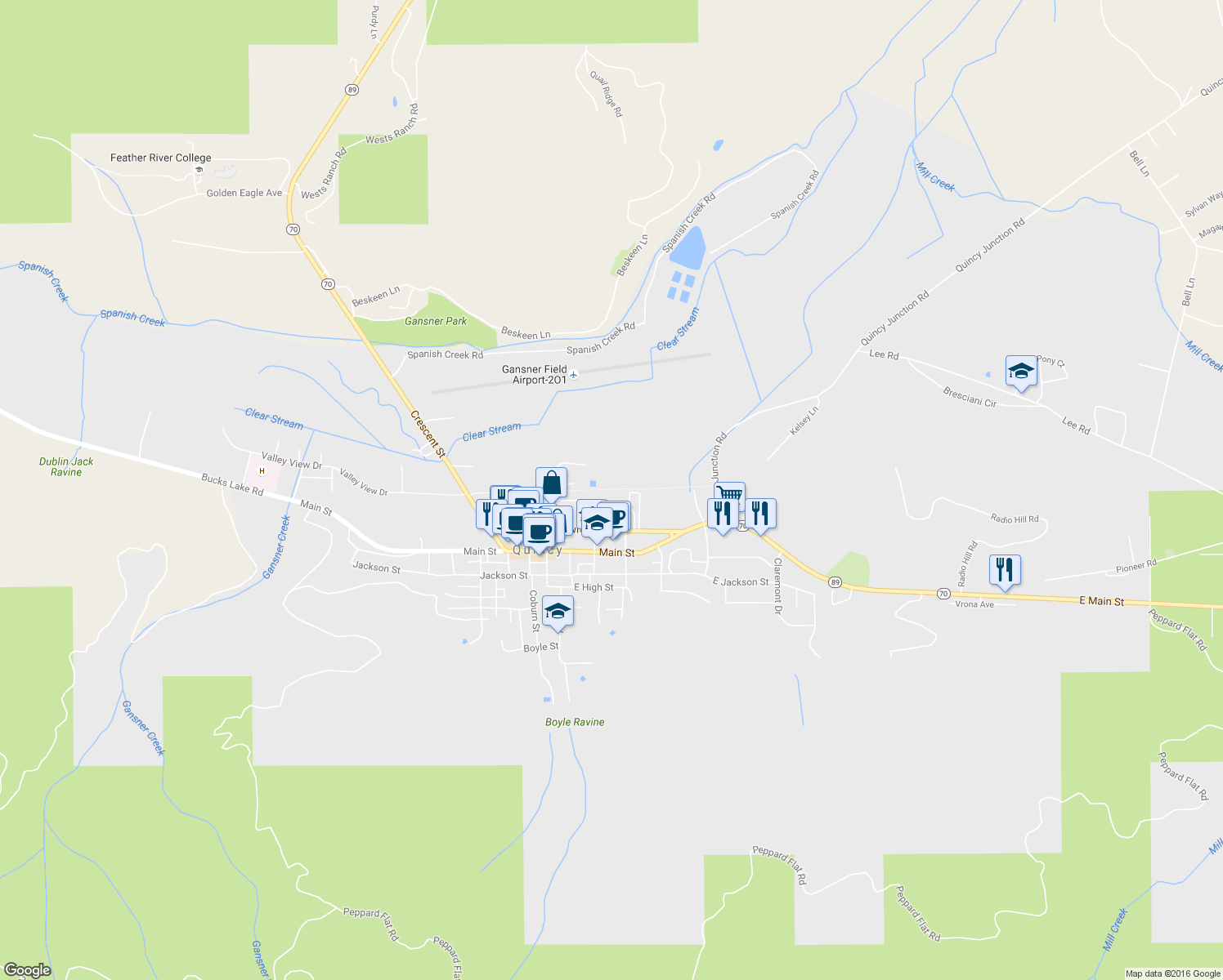 map of restaurants, bars, coffee shops, grocery stores, and more near Bike Path in Quincy