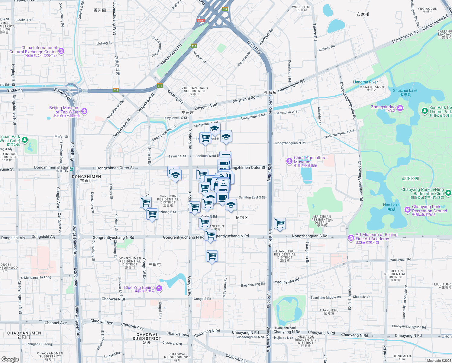 map of restaurants, bars, coffee shops, grocery stores, and more near in 