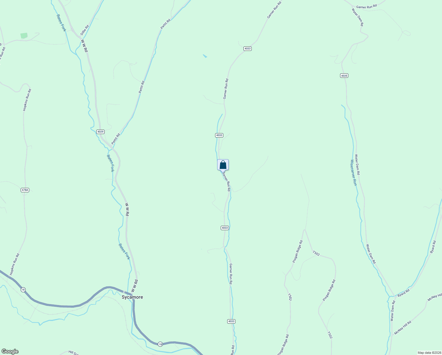 map of restaurants, bars, coffee shops, grocery stores, and more near 375 Garner Run Road in Waynesburg